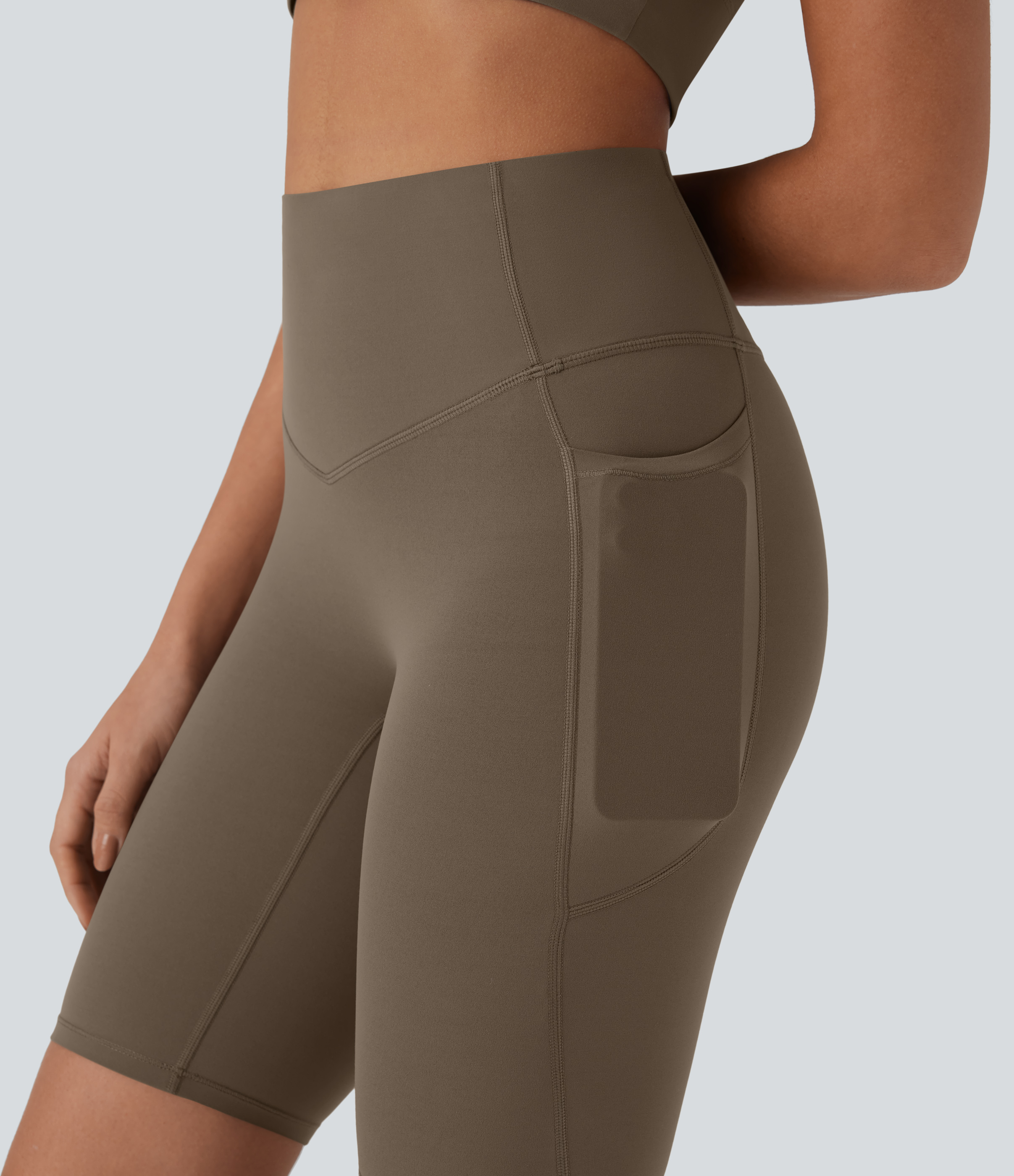 SoCinched High Waisted Tummy Control Pocket Shaping Training Biker Shorts 9''