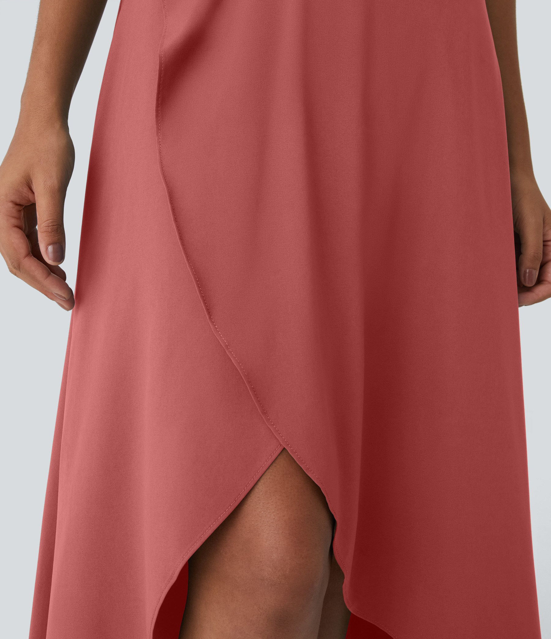 High Waisted High Low Ruffle 2-in-1 Flowy Quick Dry Casual Regular Maxi Skirt