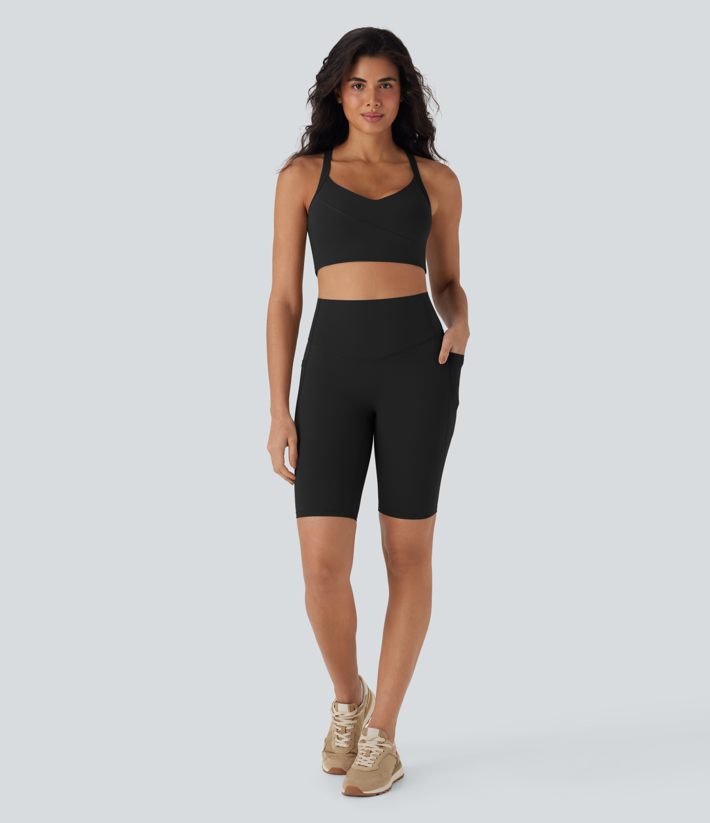 SoCinched High Waisted Tummy Control Pocket Shaping Training Biker Shorts 9''