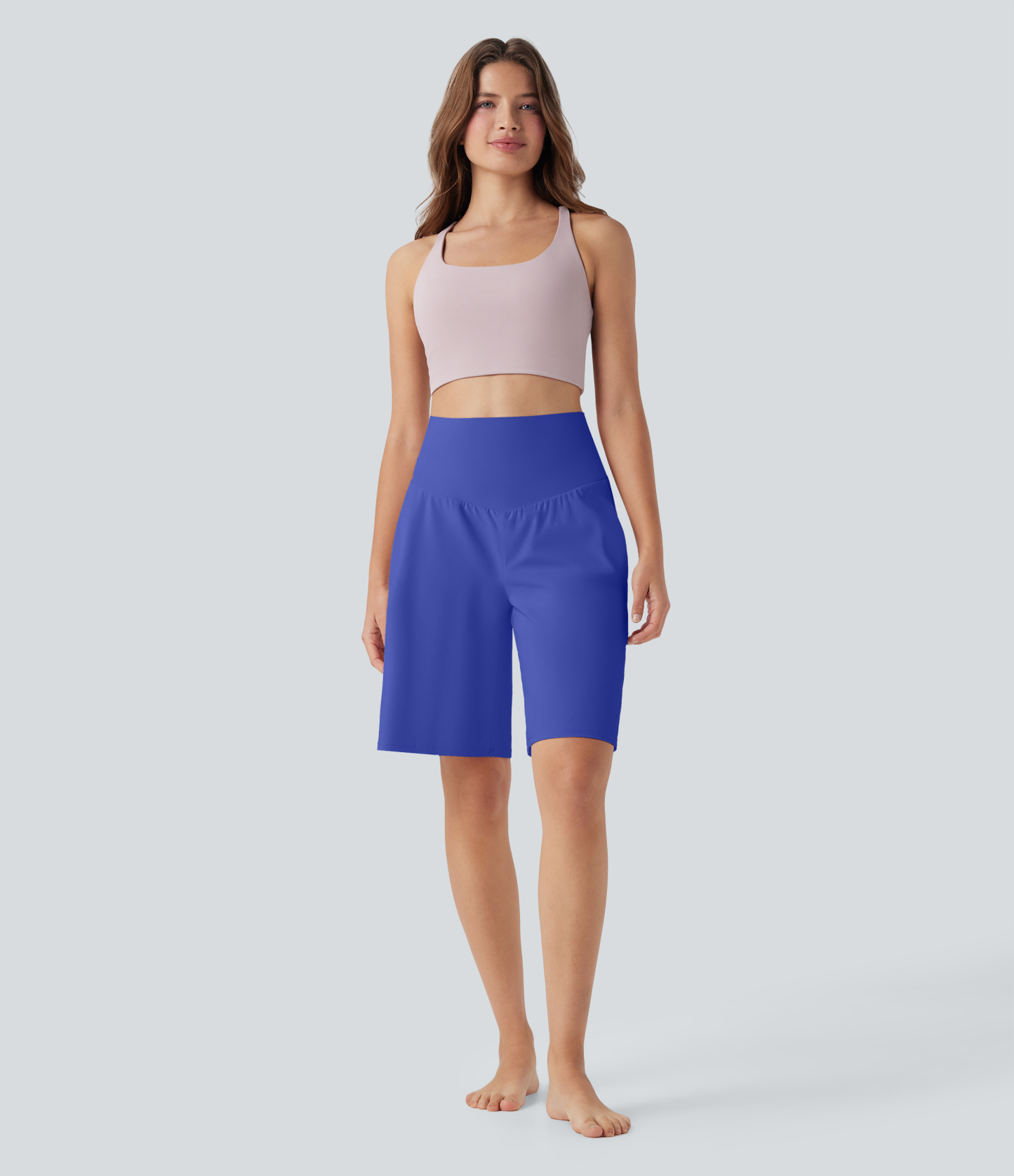 Airy High Waisted Pockets Cool Touch Yoga Bermuda Shorts