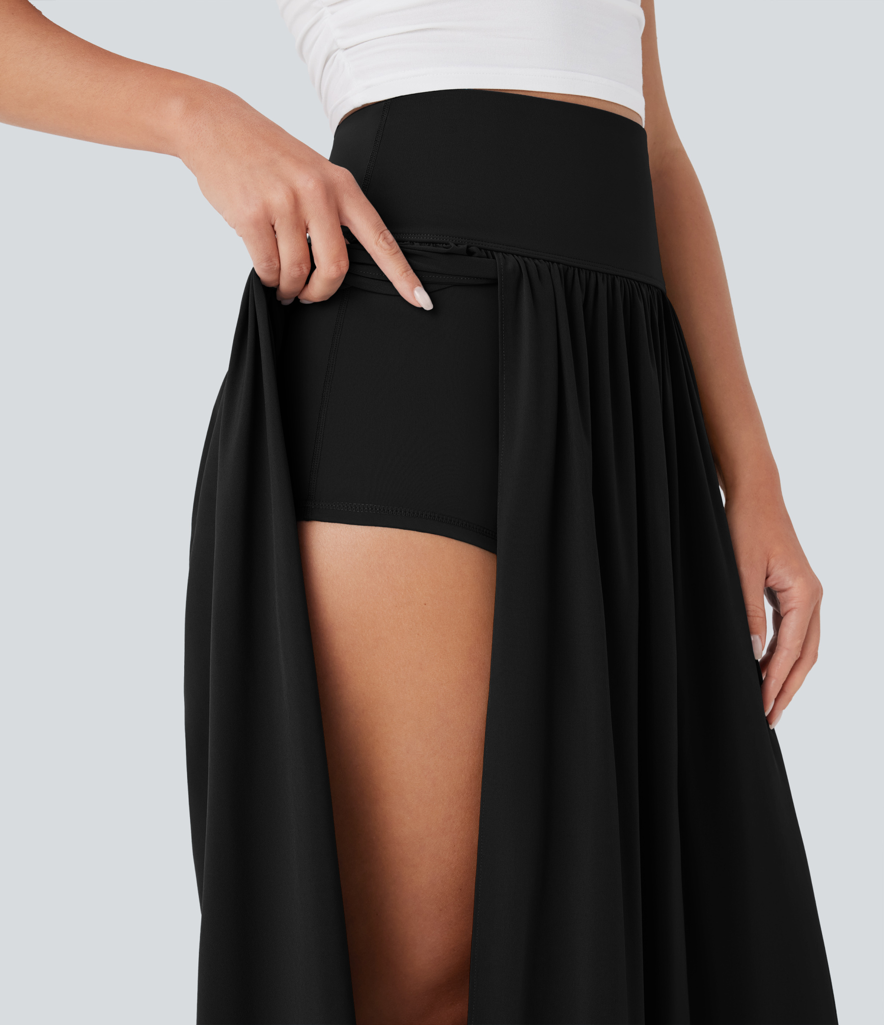 SoCinched High Waisted Tummy Control 2-in-1 Flowy Quick Dry Maxi Skirt