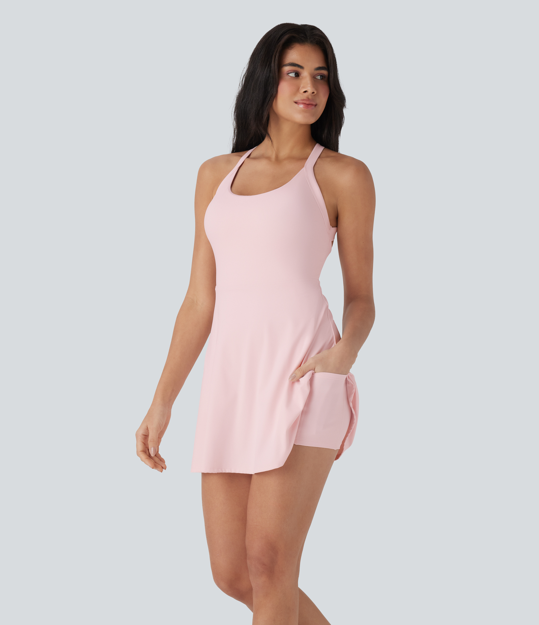 Airy Backless Twisted Cool Touch Dance Active Dress-Easy Peezy Edition