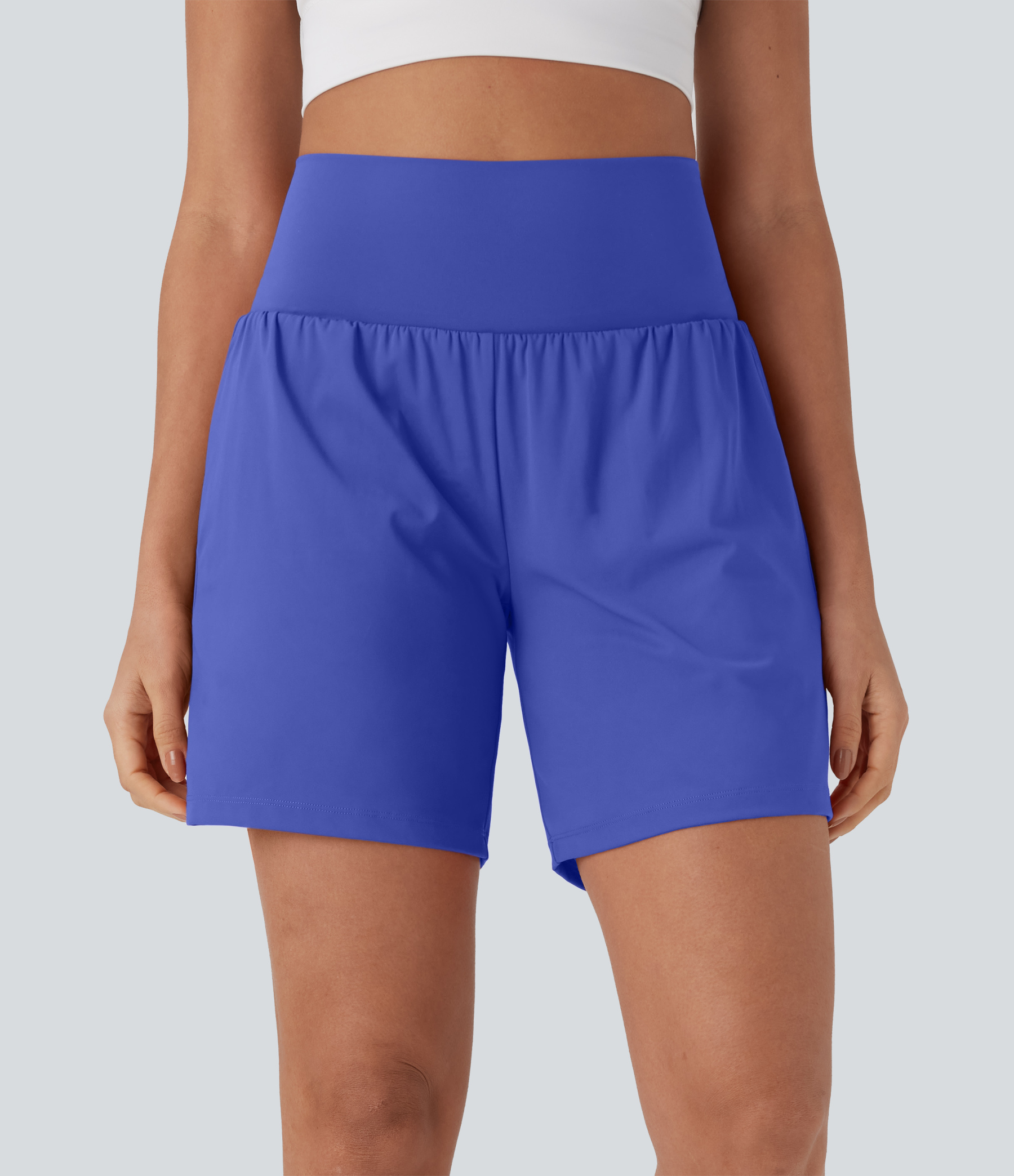 Airy Super High Waisted 2-in-1 Cool Touch Yoga Shorts 7" with Pockets