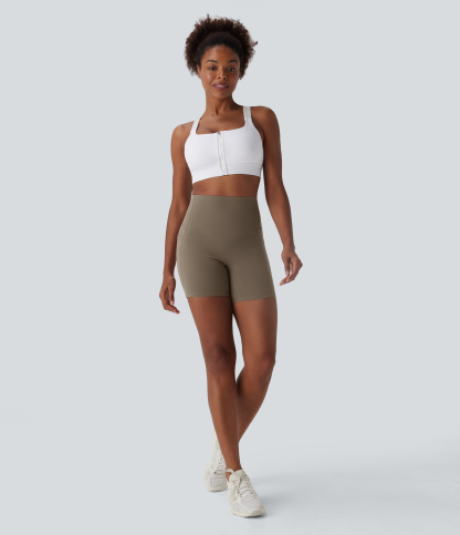 SoCinched High Waisted Tummy Control Built-in Underwear Anti-Bacterial Shaping Training Biker Shorts 5'' With Pockets