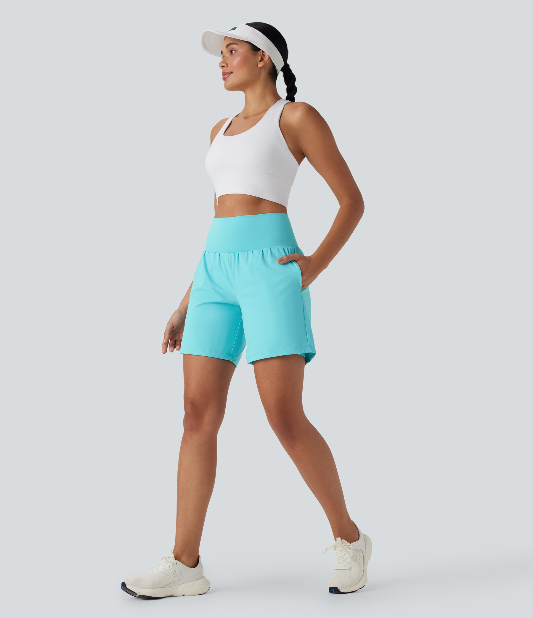 Airy Super High Waisted 2-in-1 Cool Touch Yoga Shorts 7" with Pockets