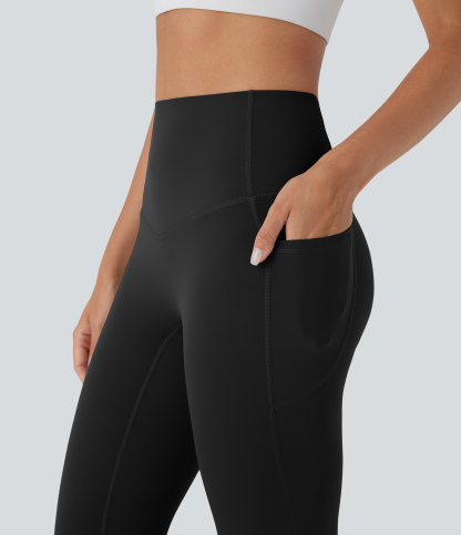 SoCinched High Waisted Tummy Control Built-in Underwear Anti-Bacterial Shaping 7/8 Workout Leggings with Pockets