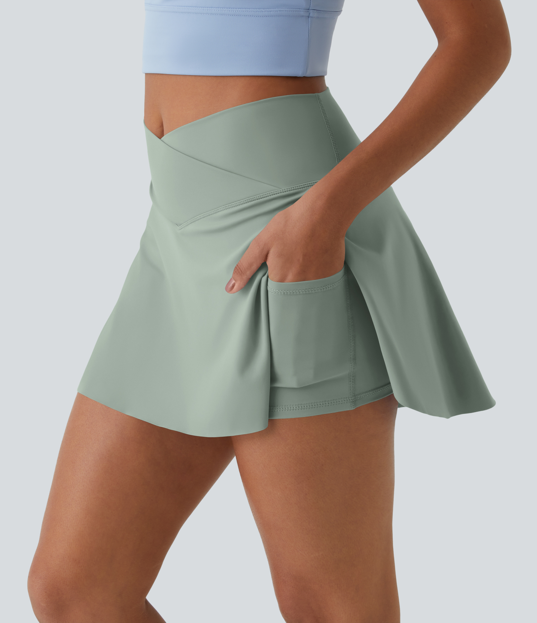Airy Crossover 2-in-1 Side Pocket Cool Touch Mini Tennis Skirt-Lucid-UPF50+