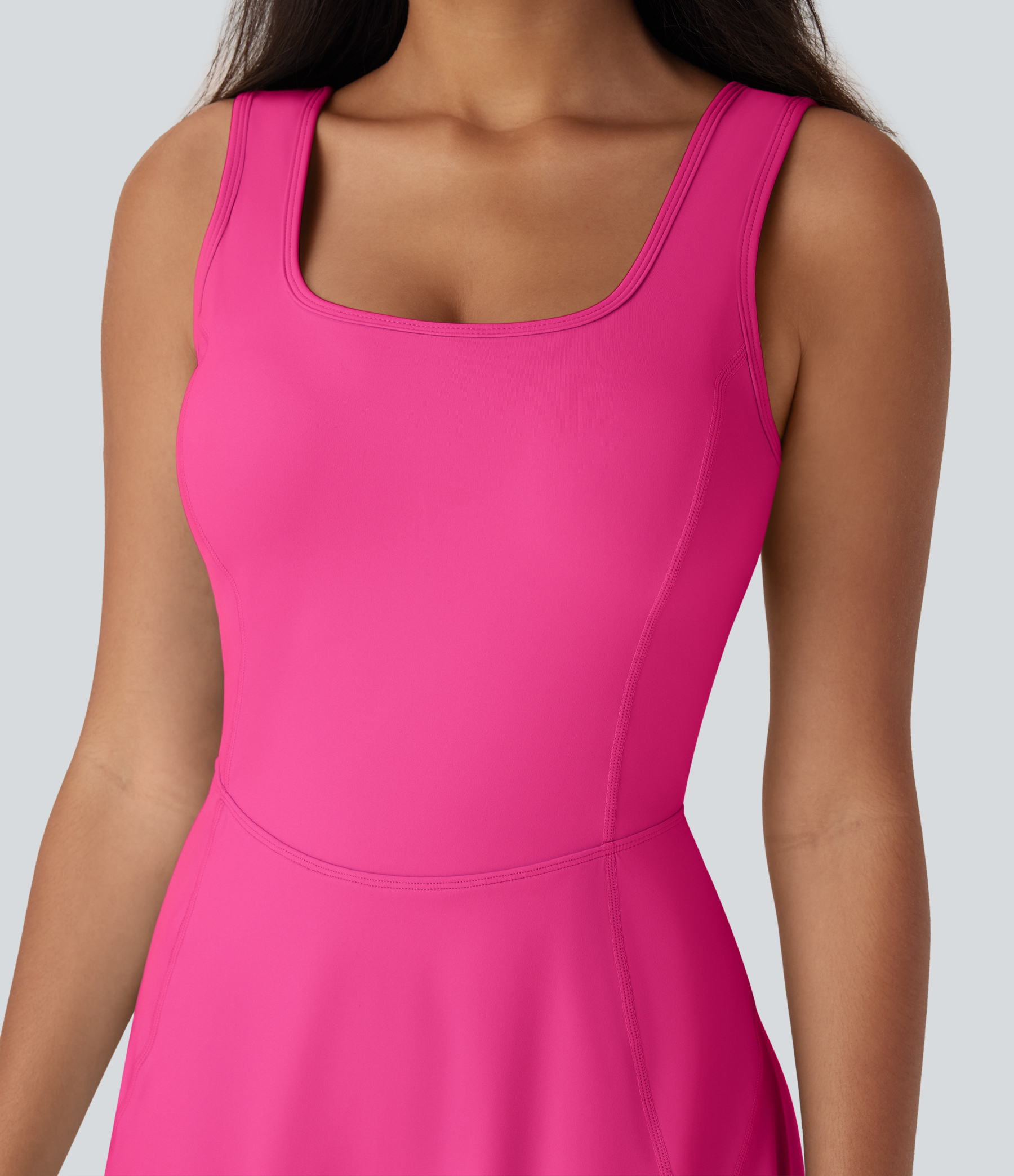 Airy U Neck 2-in-1 Pocket Mini Cool Touch Dance Active Dress-Easy Peezy