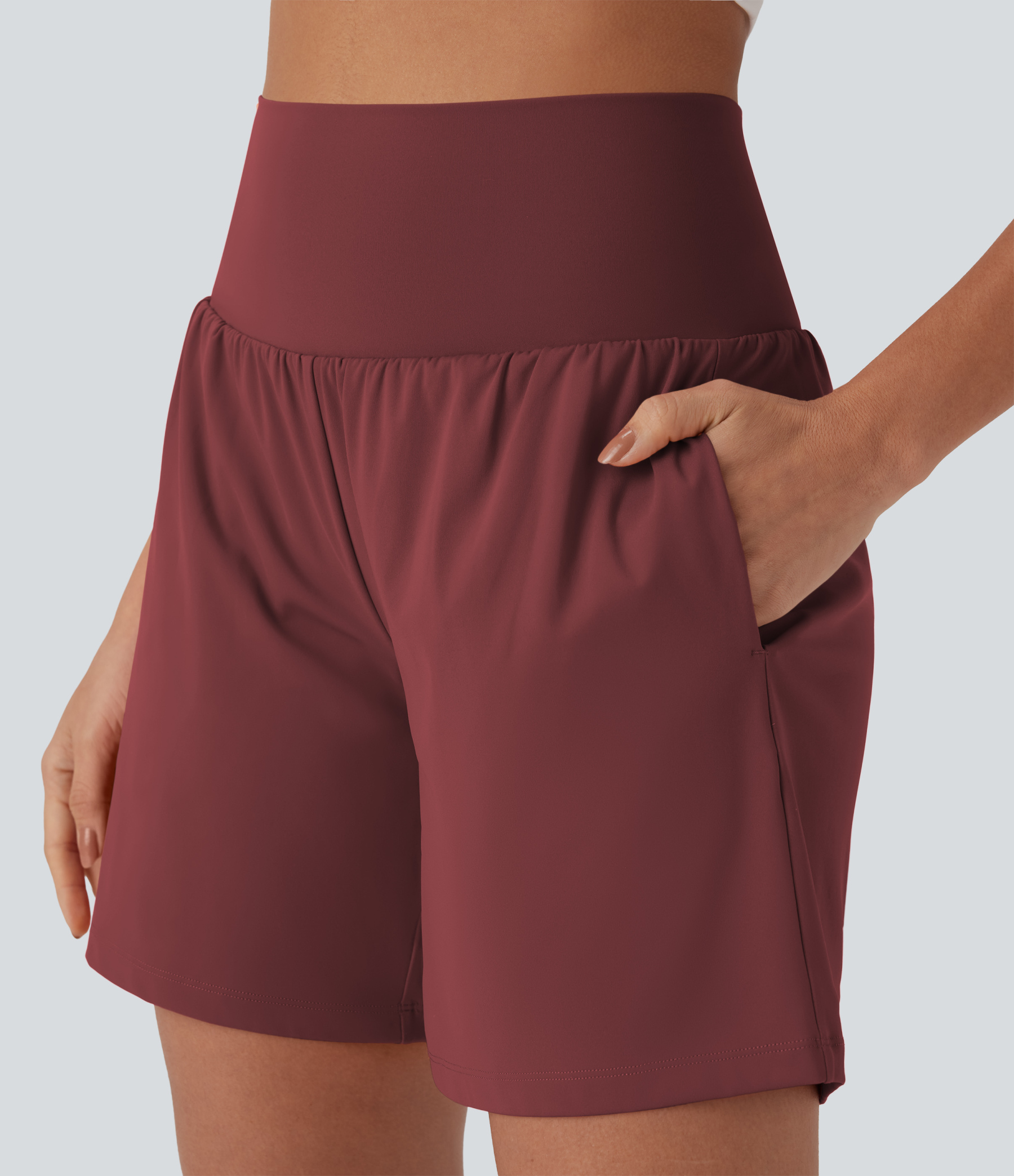 Airy Super High Waisted 2-in-1 Cool Touch Yoga Shorts 7" with Pockets