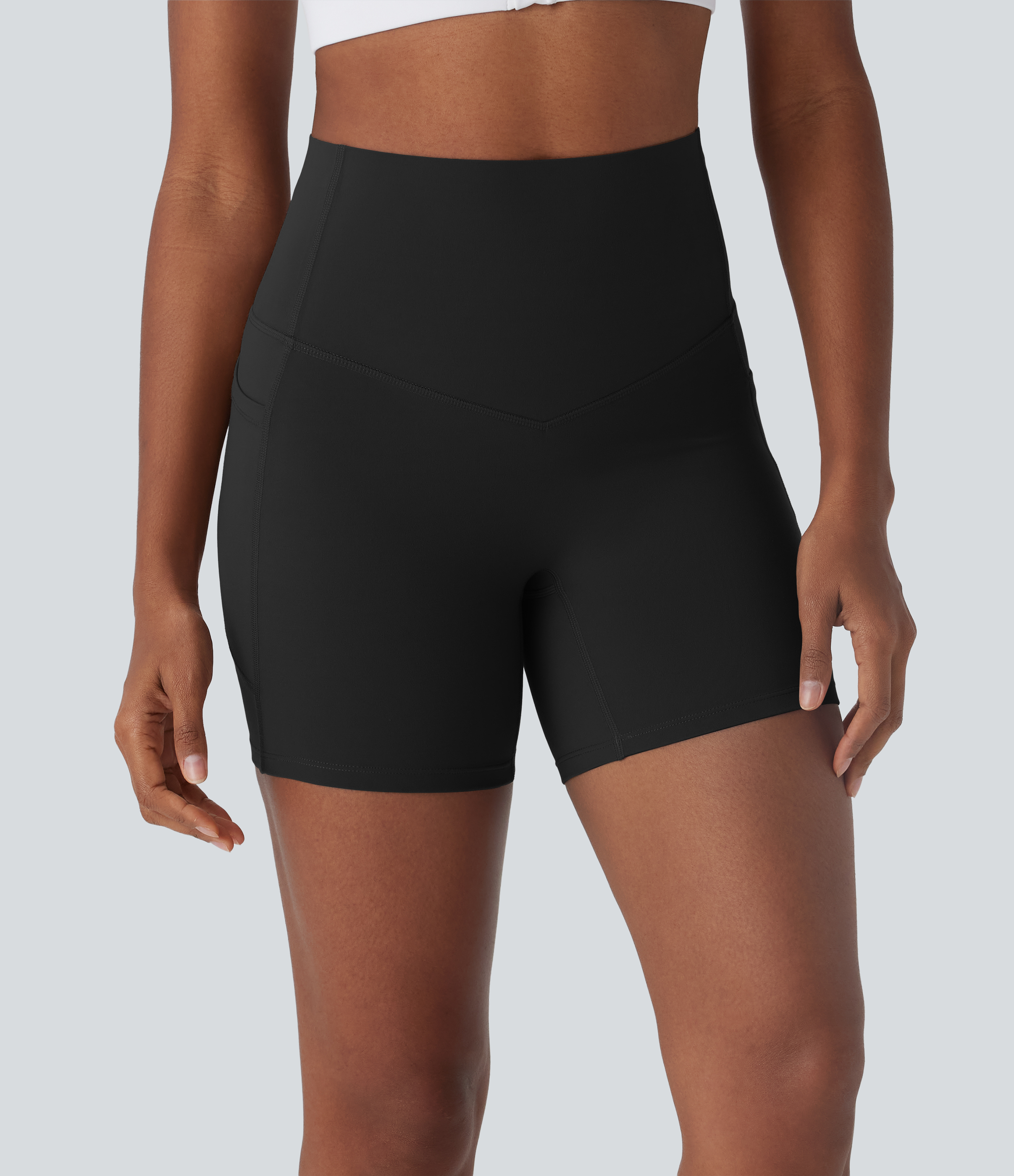 SoCinched High Waisted Tummy Control Built-in Underwear Anti-Bacterial Shaping Training Biker Shorts 5'' With Pockets