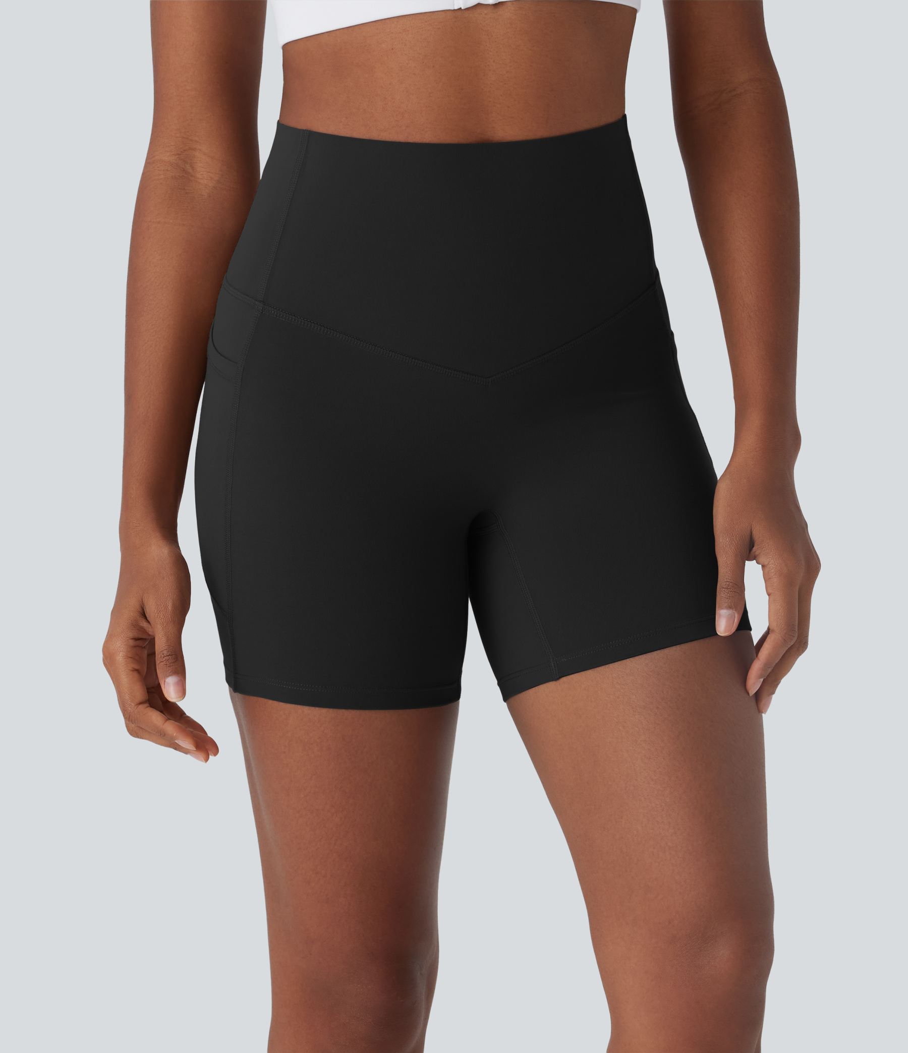SoCinched High Waisted Tummy Control Built-in Underwear Anti-Bacterial Shaping Training Biker Shorts 5'' With Pockets
