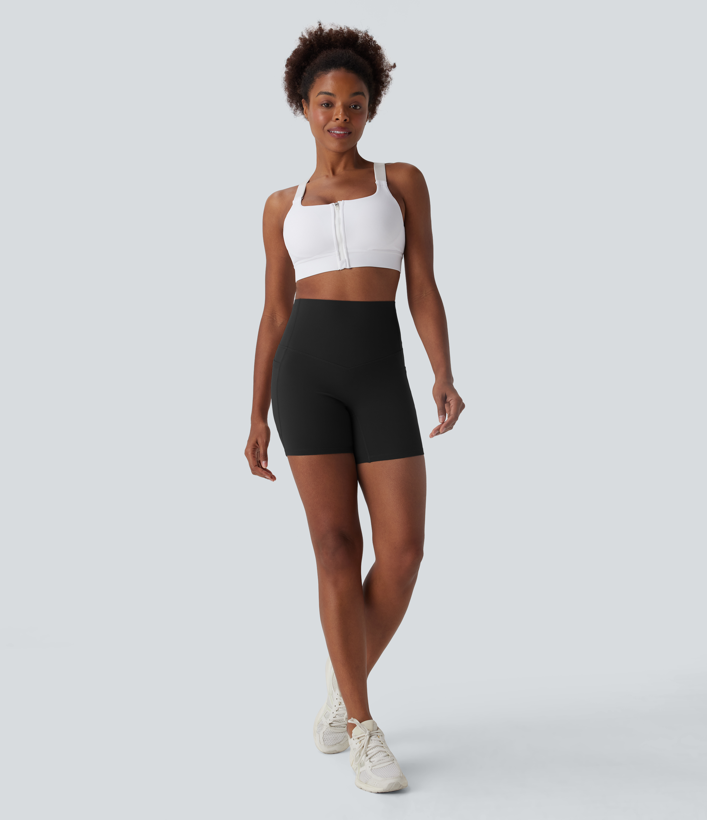 SoCinched High Waisted Tummy Control Built-in Underwear Anti-Bacterial Shaping Training Biker Shorts 5'' With Pockets