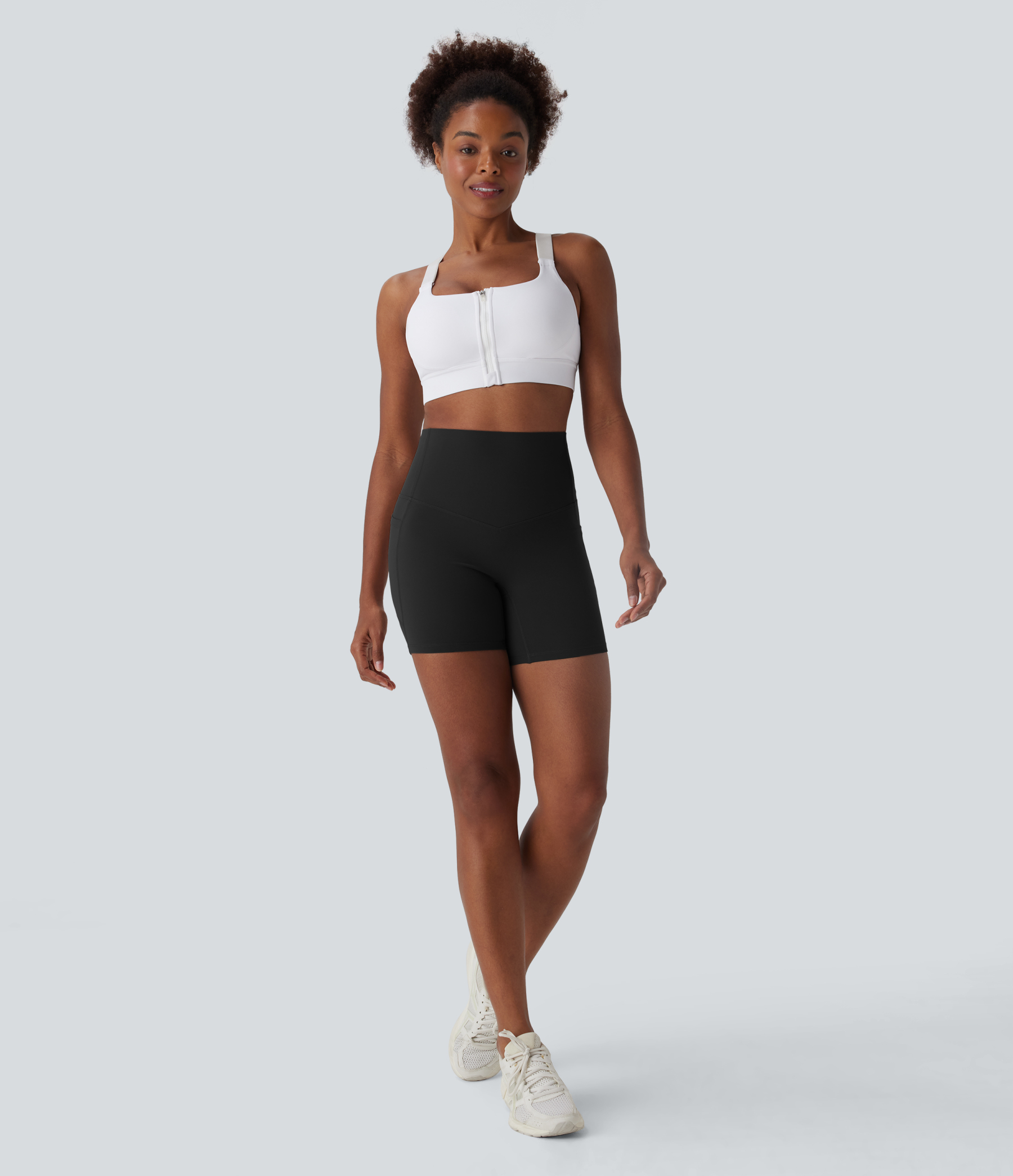SoCinched High Waisted Tummy Control Built-in Underwear Anti-Bacterial Shaping Training Biker Shorts 5'' With Pockets