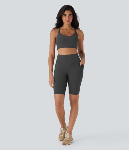 SoCinched High Waisted Tummy Control Pocket Shaping Training Biker Shorts 9''