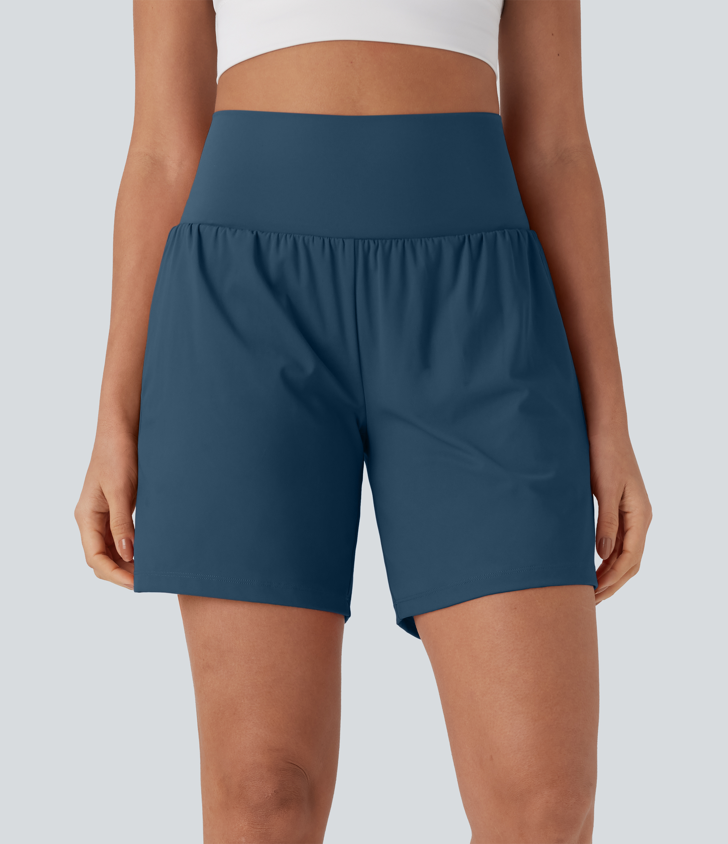 Airy Super High Waisted 2-in-1 Cool Touch Yoga Shorts 7" with Pockets