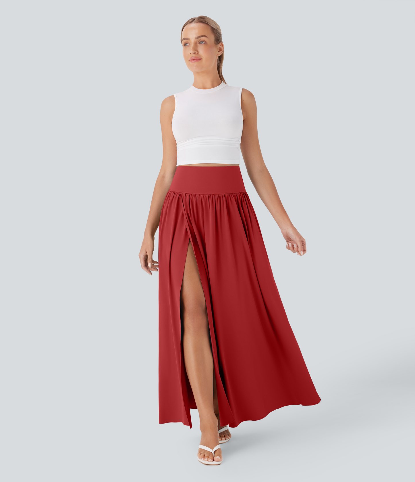 SoCinched High Waisted Tummy Control 2-in-1 Flowy Quick Dry Maxi Skirt