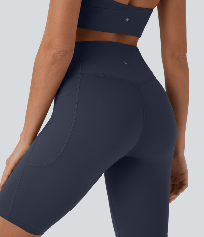 SoCinched High Waisted Tummy Control Pocket Shaping Training Biker Shorts 9''