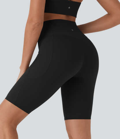 SoCinched High Waisted Tummy Control Pocket Shaping Training Biker Shorts 9''