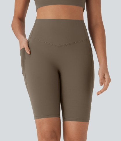 SoCinched High Waisted Tummy Control Pocket Shaping Training Biker Shorts 9''