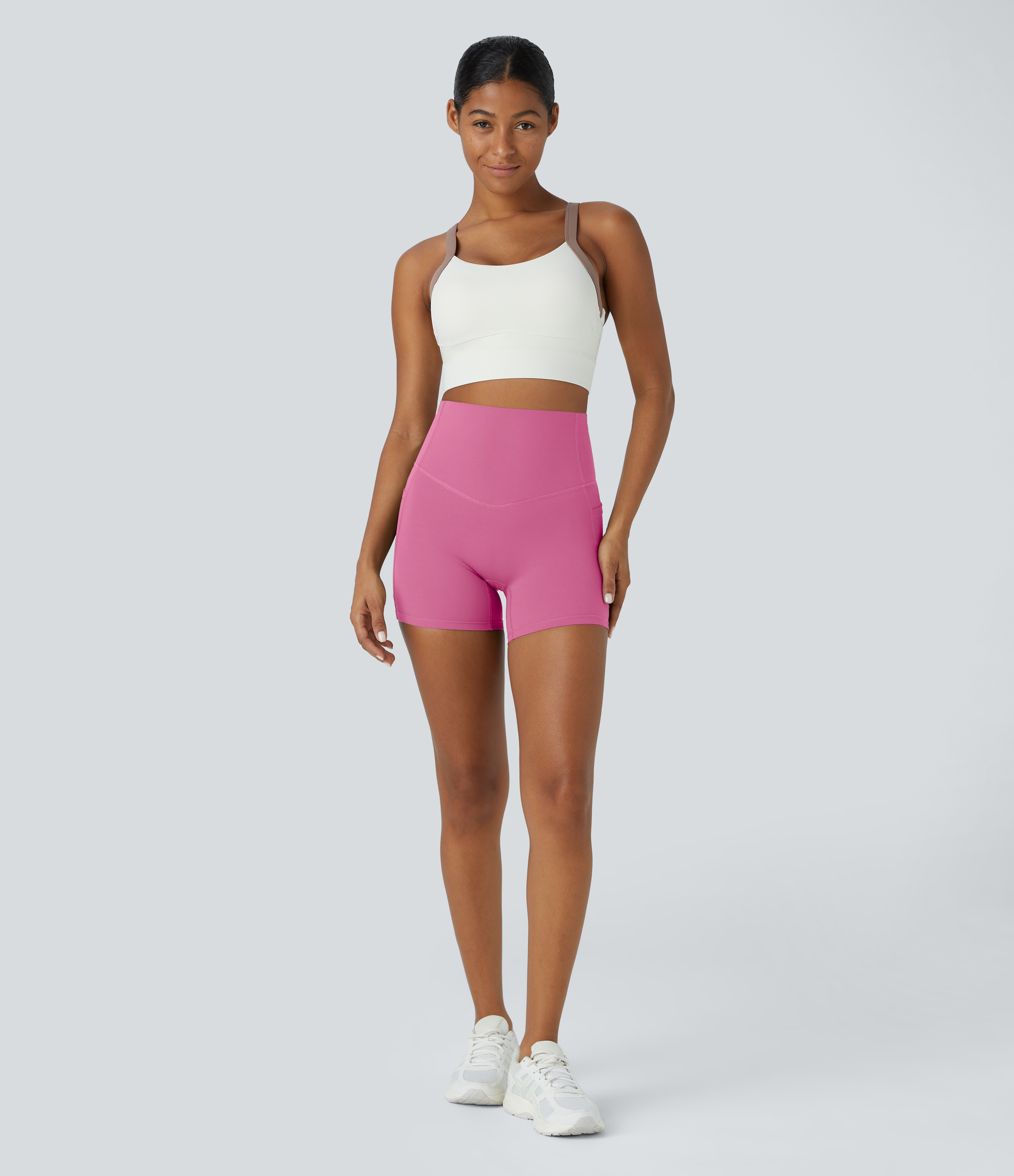 SoCinched High Waisted Tummy Control Side Pocket Shaping Training Biker Shorts 5''