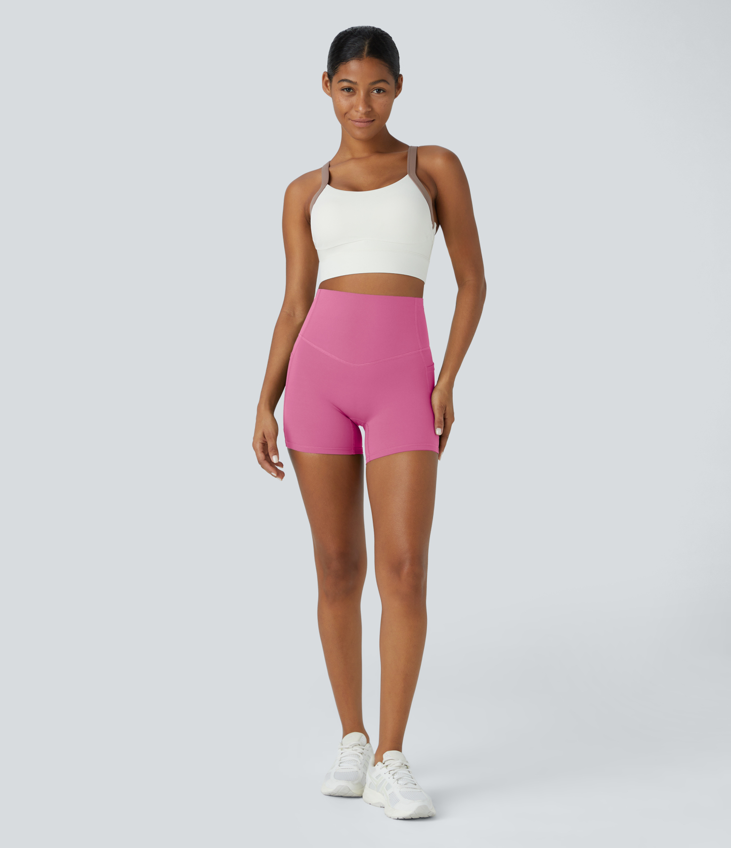 SoCinched High Waisted Tummy Control Side Pocket Shaping Training Biker Shorts 5''