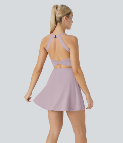 Airy Backless Twisted Cool Touch Dance Active Dress-Easy Peezy Edition