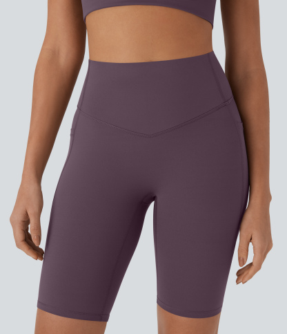 SoCinched High Waisted Tummy Control Pocket Shaping Training Biker Shorts 9''