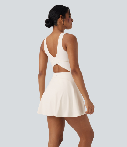 Airy U Neck 2-in-1 Pocket Mini Cool Touch Dance Active Dress-Easy Peezy