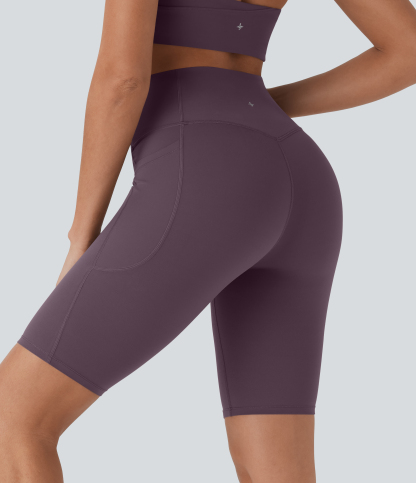 SoCinched High Waisted Tummy Control Pocket Shaping Training Biker Shorts 9''