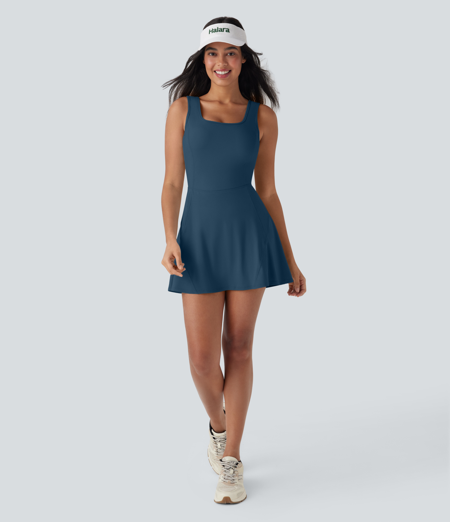 Airy U Neck 2-in-1 Pocket Mini Cool Touch Dance Active Dress-Easy Peezy