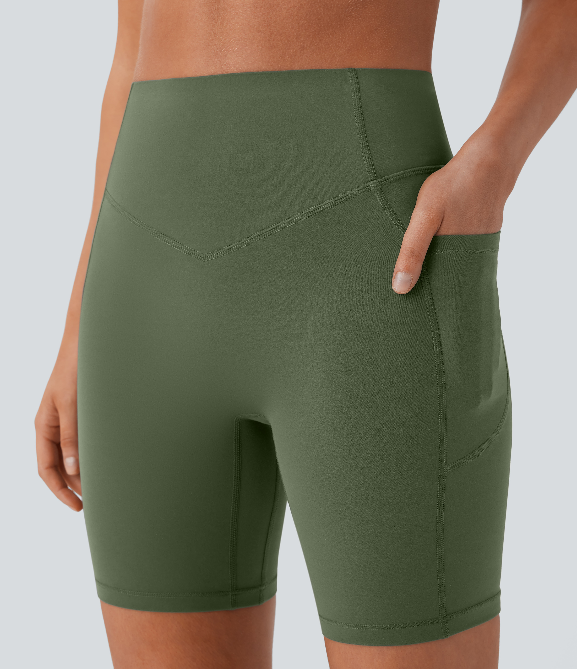 SoCinched High Waisted Scrunch Butt Lifting Tummy Control Side Pocket Shaping Workout Biker Shorts 7''