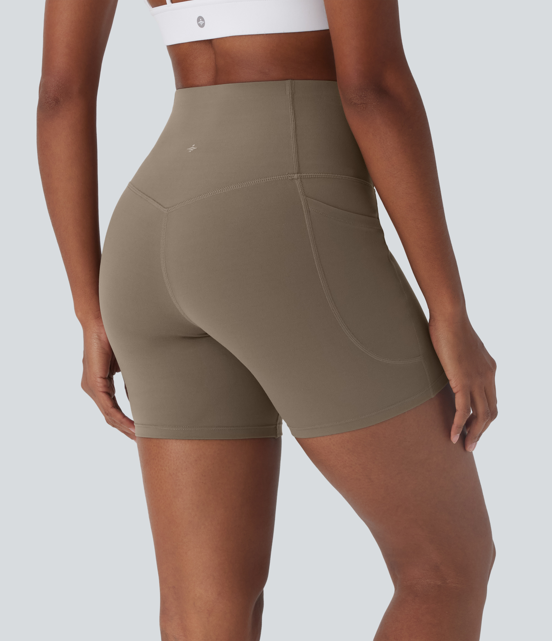 SoCinched High Waisted Tummy Control Built-in Underwear Anti-Bacterial Shaping Training Biker Shorts 5'' With Pockets