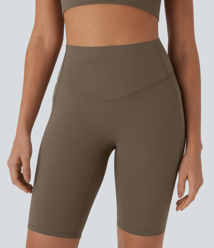 SoCinched High Waisted Tummy Control Pocket Shaping Training Biker Shorts 9''