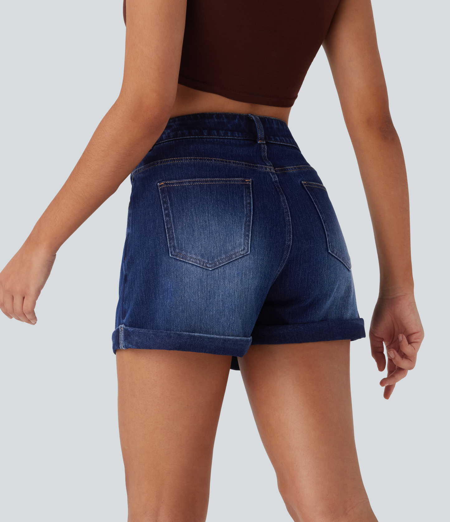 Mid Rise Zipper Pockets Denim Casual Shorts 3''