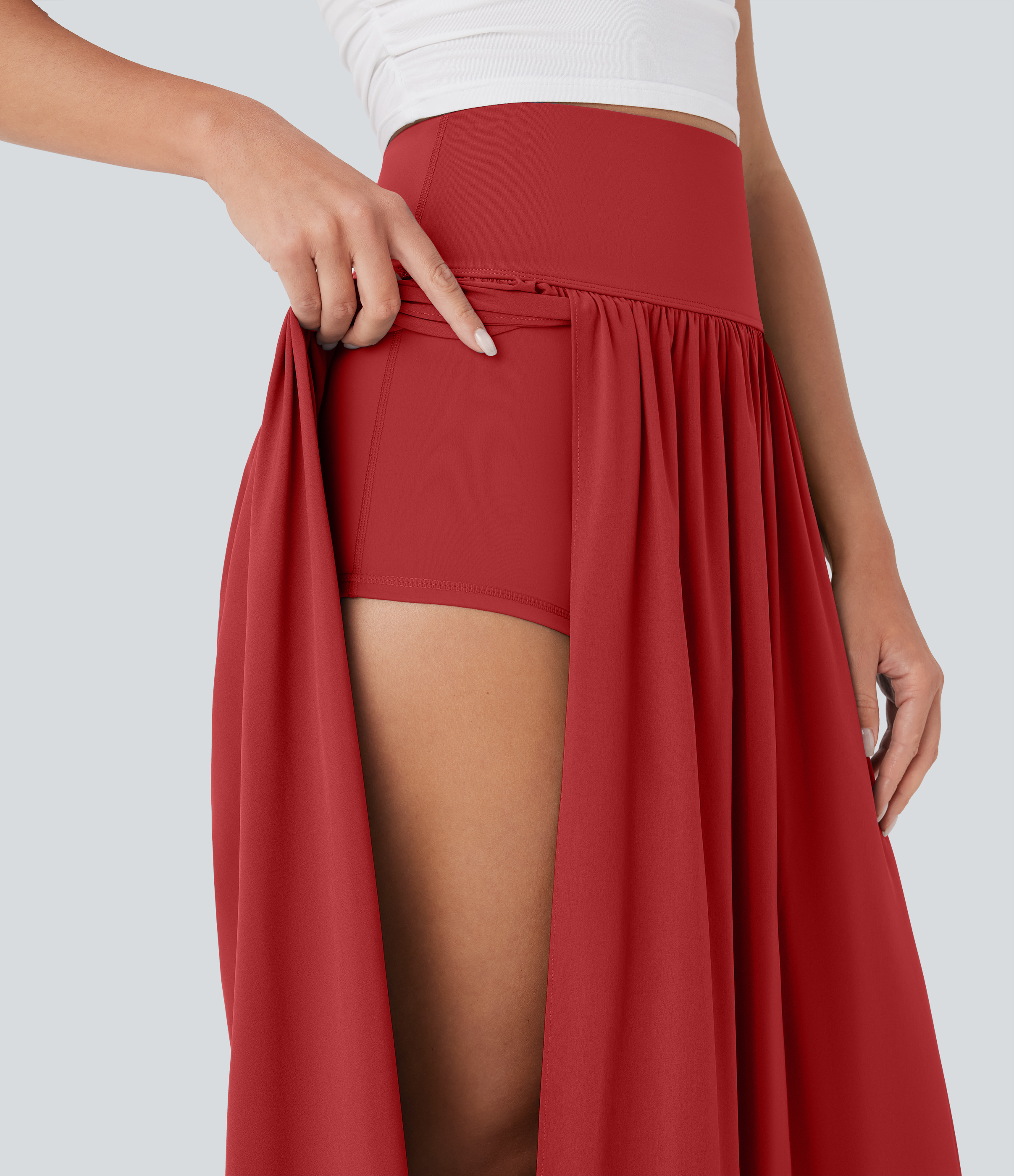 SoCinched High Waisted Tummy Control 2-in-1 Flowy Quick Dry Maxi Skirt