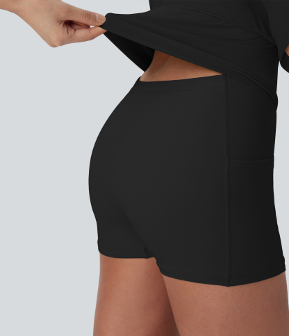 Airy U Neck 2-in-1 Pocket Mini Cool Touch Dance Active Dress-Easy Peezy