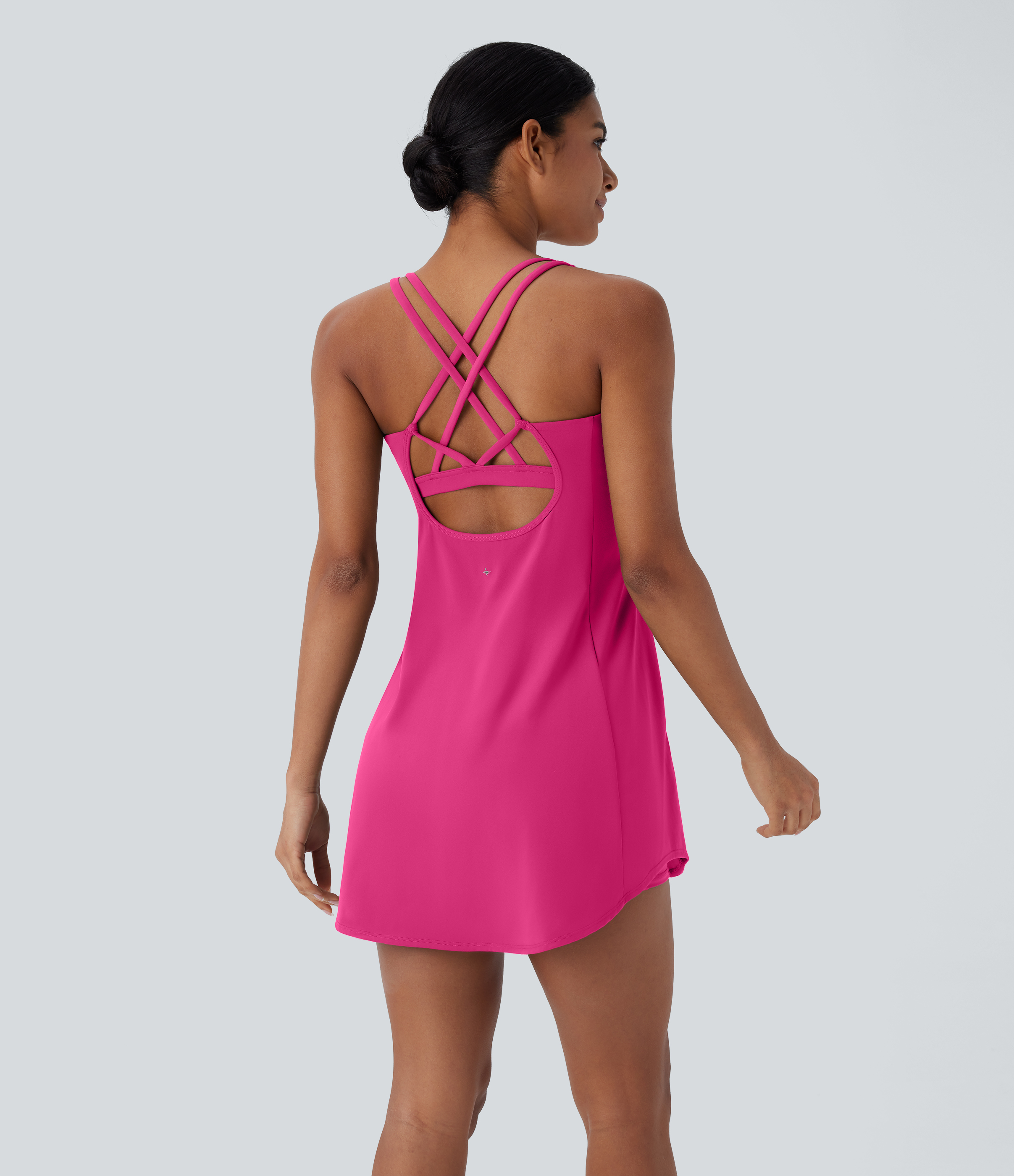 Plush Cut Out Pocket 2-Piece Mini Yoga Active Dress
