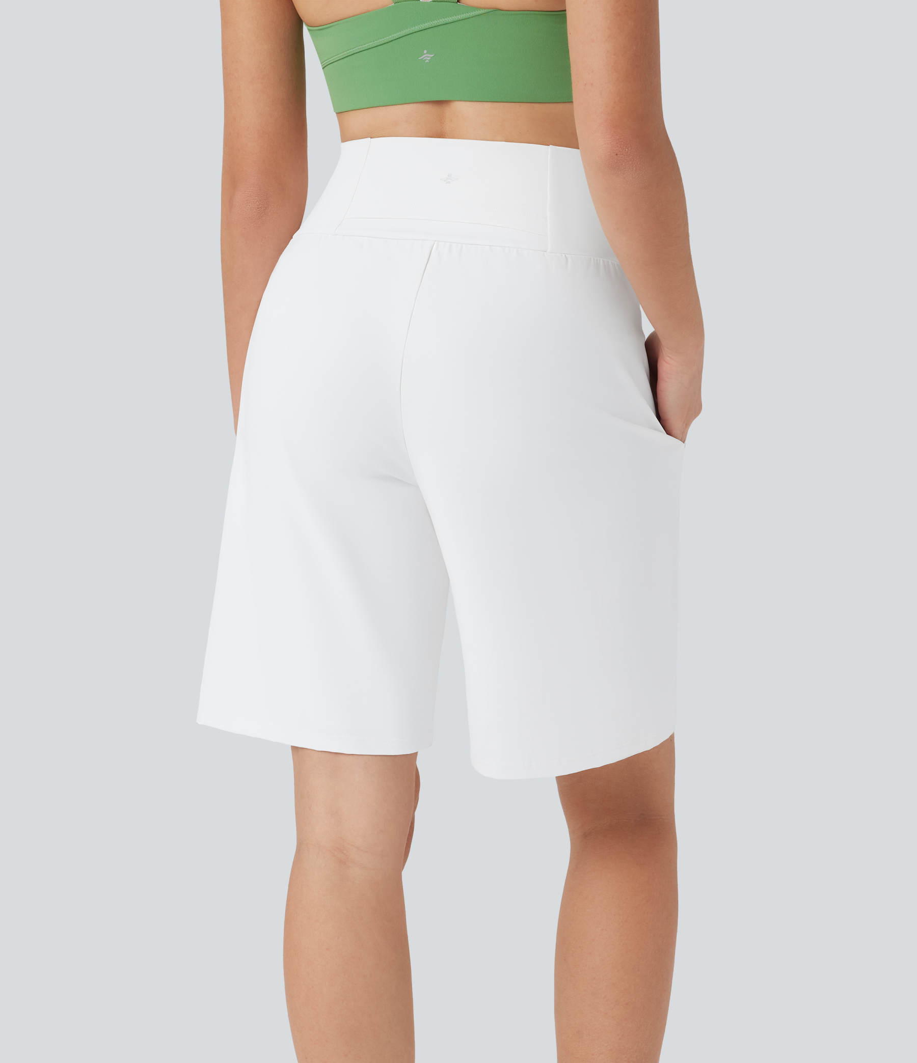 Airy High Waisted Pockets Cool Touch Yoga Bermuda Shorts
