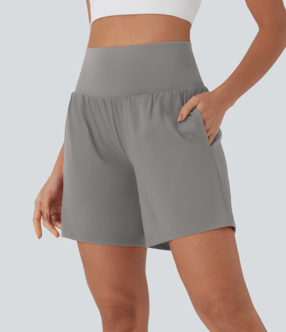 Airy Super High Waisted 2-in-1 Cool Touch Yoga Shorts 7" with Pockets