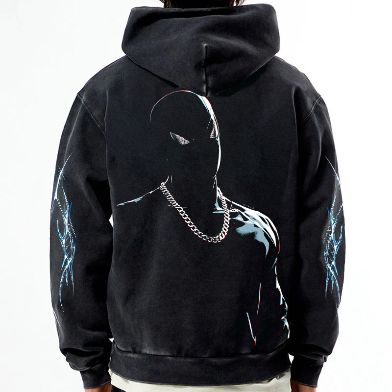 Marvel Spider-Man Death Metal Distressed Typography Washed Black Hoodie