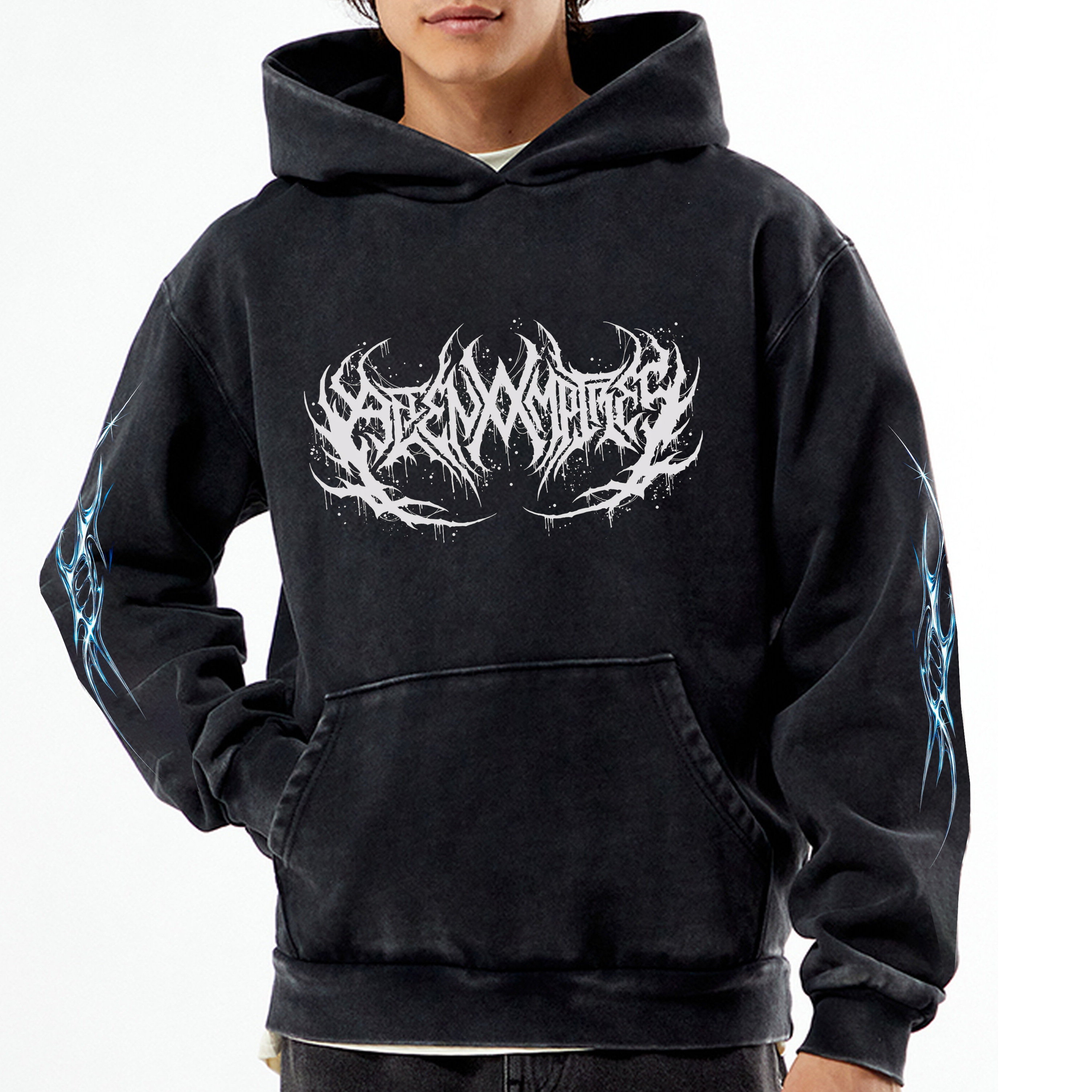 Marvel Spider-Man Death Metal Distressed Typography Washed Black Hoodie