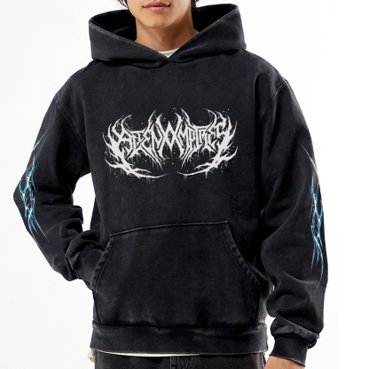 Marvel Spider-Man Death Metal Distressed Typography Washed Black Hoodie