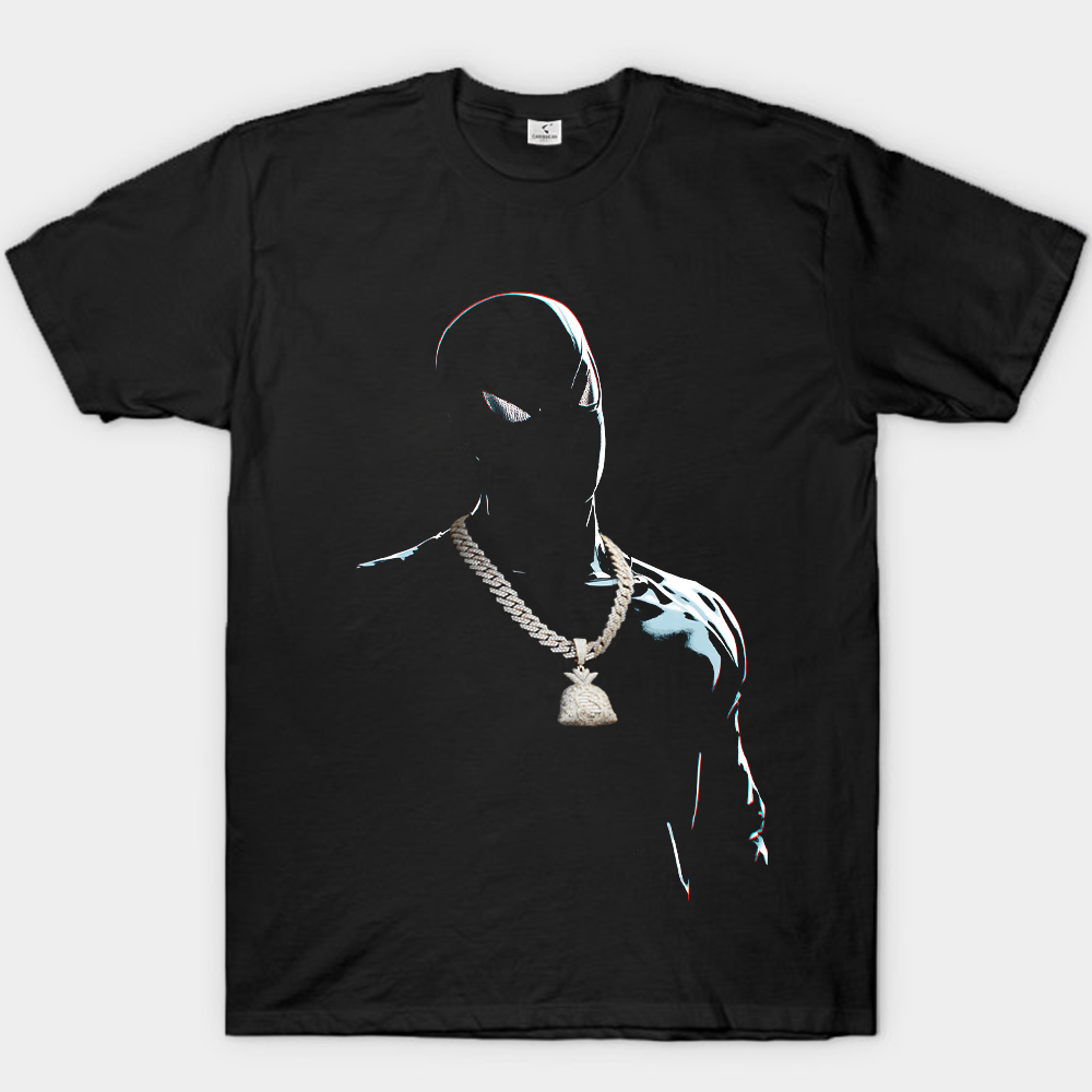 Marvel Spider-Man Print T-Shirt Good Quality Hip Hop Dollar Pendant Chain