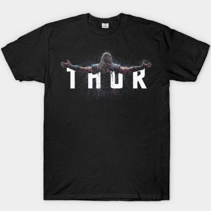 Marvel Thor Thor Awakening Back View Rainy Typography Print