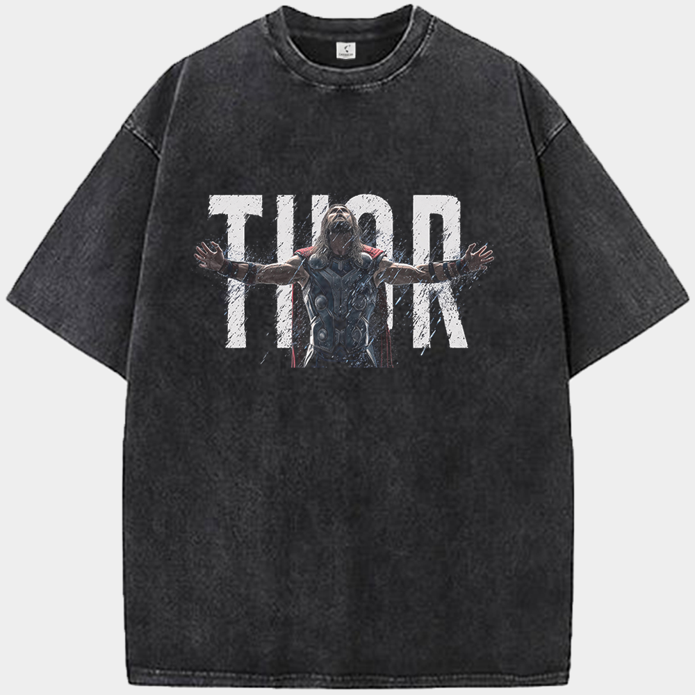 Marvel Thor Thor Front View Rainy "THOR" Typography Print