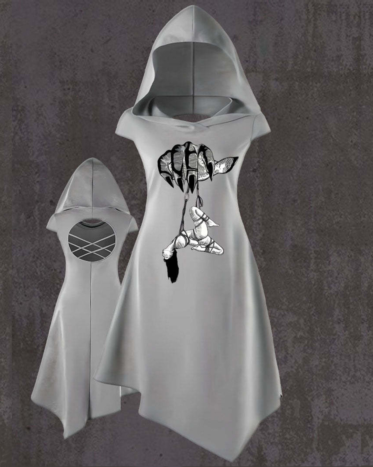 Controlled Body Printed Back Hollow Dress