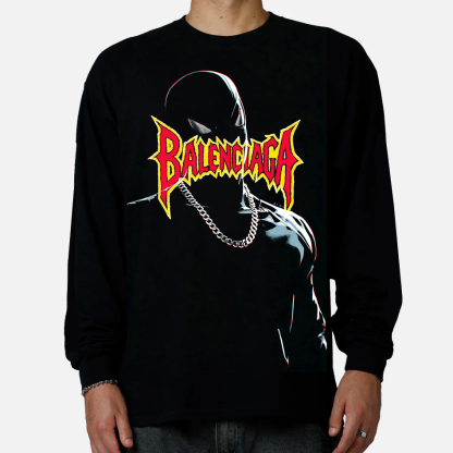 Marvel Spider-Man Death Metal Typography x BALENCIAGA Long Sleeve Sweatshirt