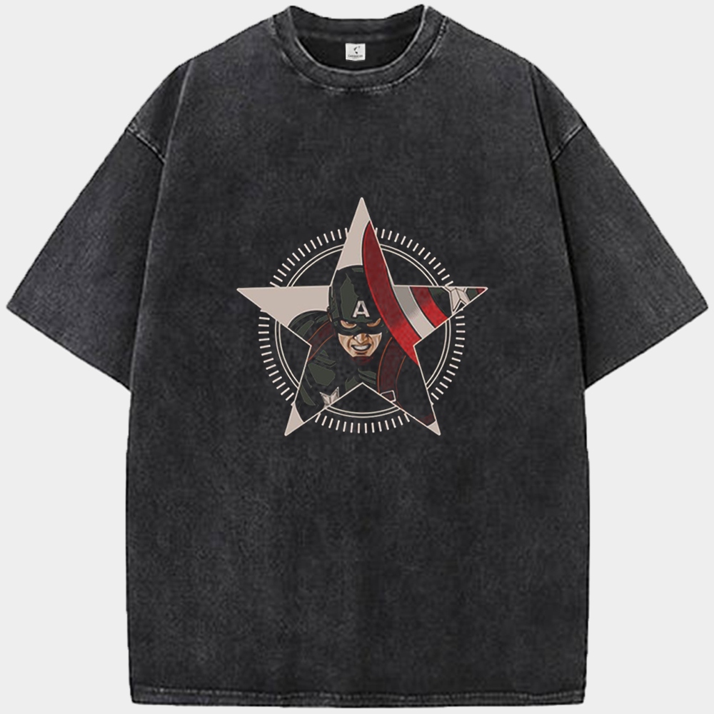 Marvel Captain America Minimalist Star Shield Head Badge Print