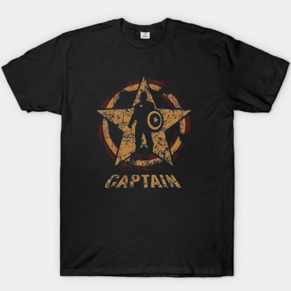 Marvel Captain America Vintage Distressed Star Shield Silhouette Print