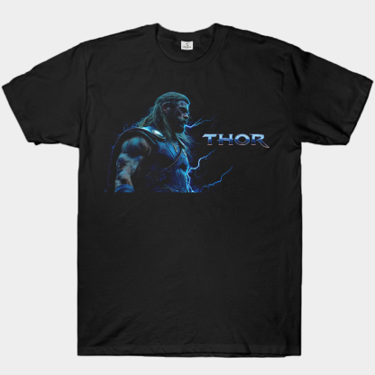 Marvel Thor Blue Lightning Oil Painting Style Profile Thor Print